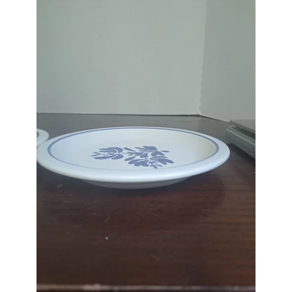 Vintage Set Of 2 Pfaltzgraff  Blue And White Floral Stoneware 6.5in Dessert...